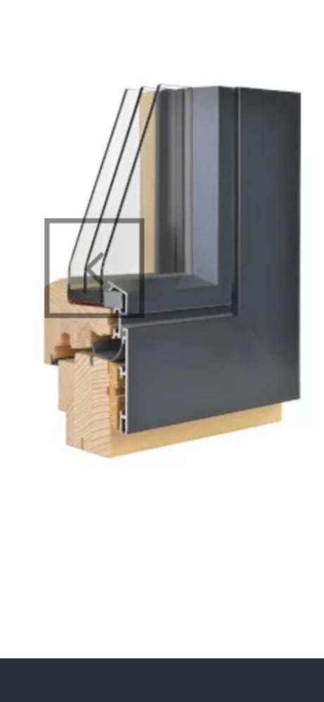 Querschnitt eines Holz-Aluminium-Profils