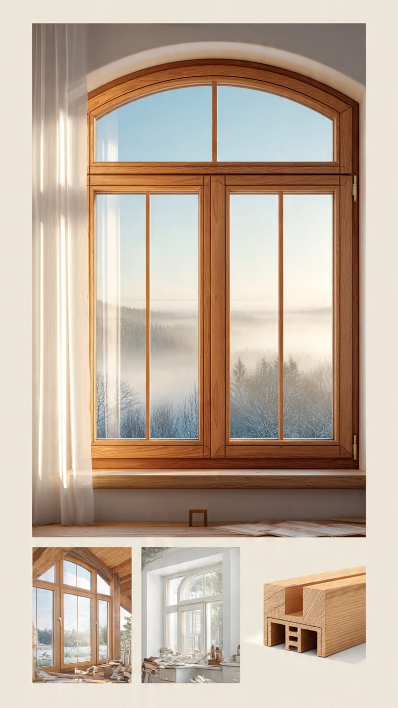 Holzfenster mit Rundbogen aus Eiche