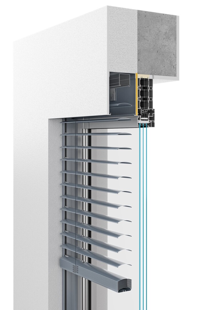 Fassaden-Raffstore in Aluminium